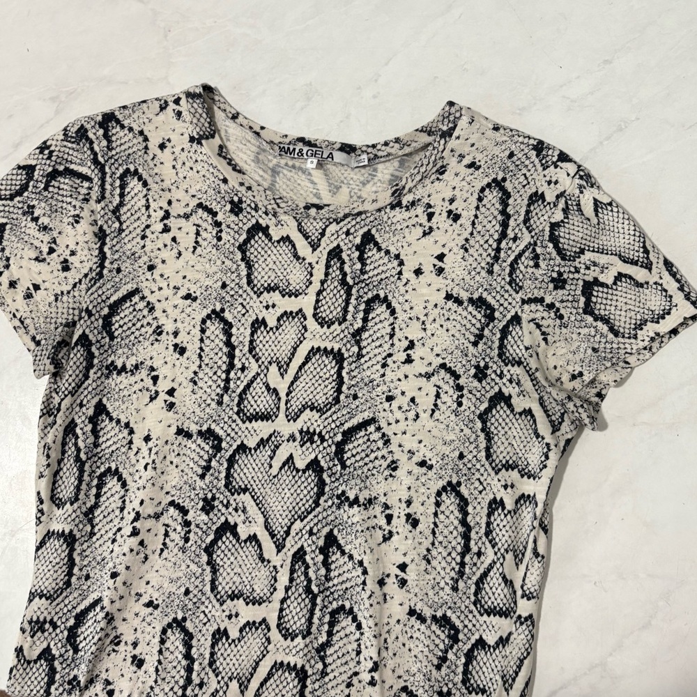 Pam & Gela Black White Snake Print Mini Shirt Dress Size Small Party Summer - Picture 3 of 5